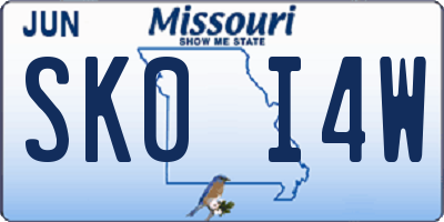 MO license plate SK0I4W