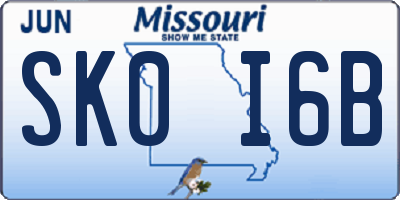 MO license plate SK0I6B