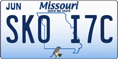 MO license plate SK0I7C