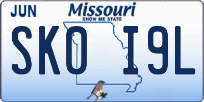 MO license plate SK0I9L