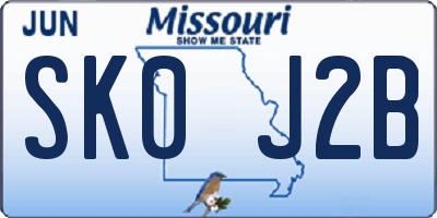 MO license plate SK0J2B
