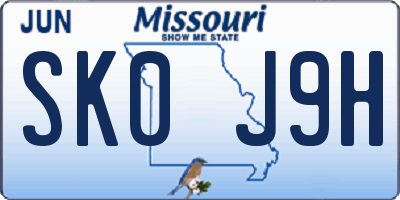 MO license plate SK0J9H