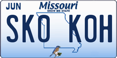 MO license plate SK0K0H