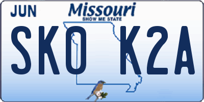 MO license plate SK0K2A