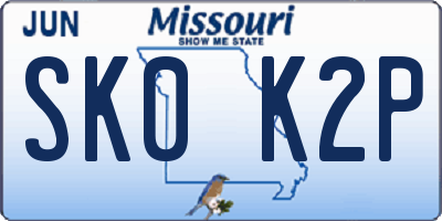 MO license plate SK0K2P