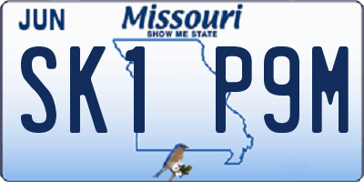 MO license plate SK1P9M