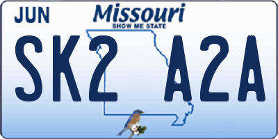 MO license plate SK2A2A