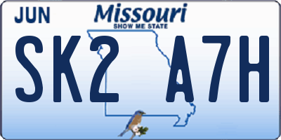 MO license plate SK2A7H
