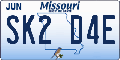 MO license plate SK2D4E