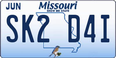MO license plate SK2D4I