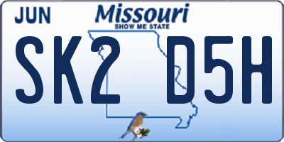 MO license plate SK2D5H