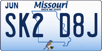 MO license plate SK2D8J