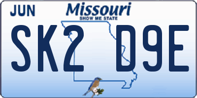 MO license plate SK2D9E