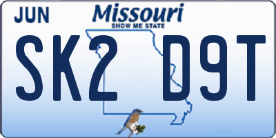 MO license plate SK2D9T
