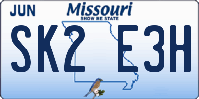 MO license plate SK2E3H