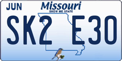 MO license plate SK2E3O
