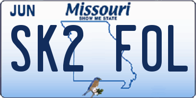 MO license plate SK2F0L