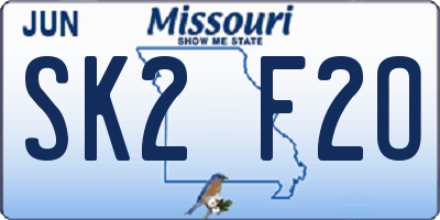 MO license plate SK2F2O