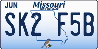 MO license plate SK2F5B