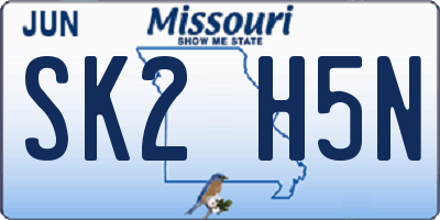 MO license plate SK2H5N