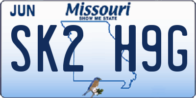 MO license plate SK2H9G