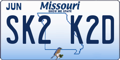 MO license plate SK2K2D