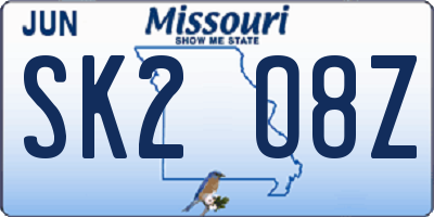 MO license plate SK2O8Z