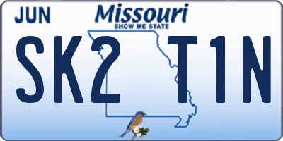 MO license plate SK2T1N