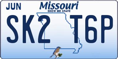 MO license plate SK2T6P