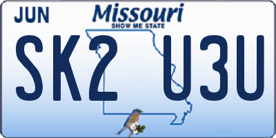 MO license plate SK2U3U