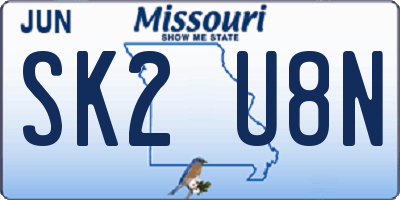 MO license plate SK2U8N
