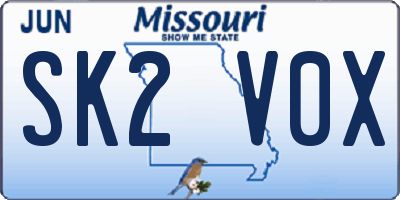 MO license plate SK2V0X