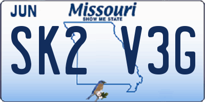 MO license plate SK2V3G