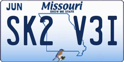 MO license plate SK2V3I