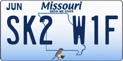 MO license plate SK2W1F