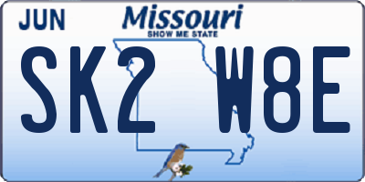 MO license plate SK2W8E