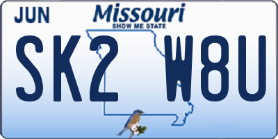 MO license plate SK2W8U