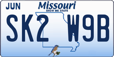 MO license plate SK2W9B