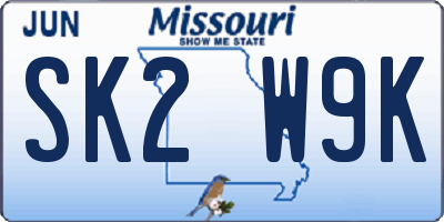 MO license plate SK2W9K