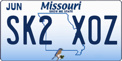MO license plate SK2X0Z
