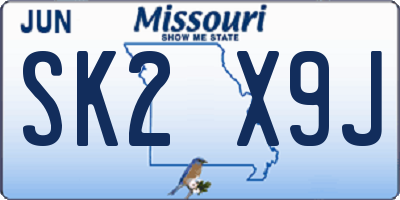 MO license plate SK2X9J