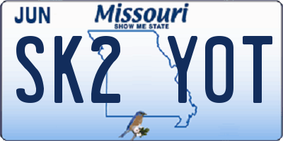 MO license plate SK2Y0T