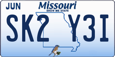 MO license plate SK2Y3I