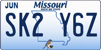 MO license plate SK2Y6Z
