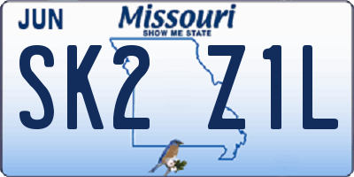 MO license plate SK2Z1L