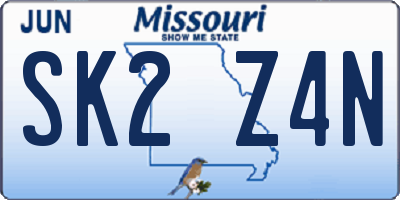 MO license plate SK2Z4N
