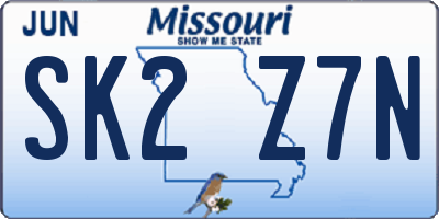 MO license plate SK2Z7N