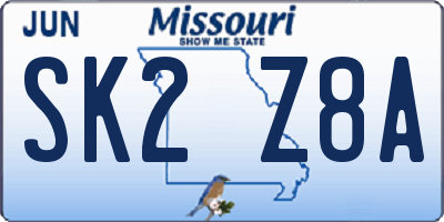 MO license plate SK2Z8A