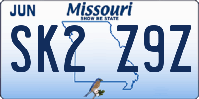 MO license plate SK2Z9Z