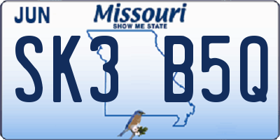 MO license plate SK3B5Q